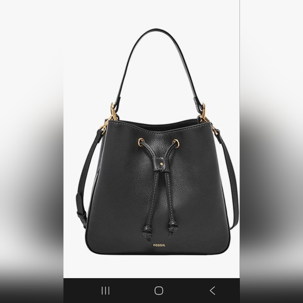 Fossil Black Leather Bucket Bag